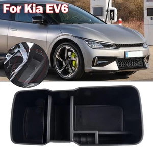 Interior Armrest Console Central Storage Box For Kia EV6-2021-23 ABS Black - Picture 1 of 22