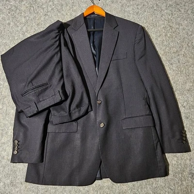Ralph Lauren Mens Navy Pinstripe Wool Suit Jacket & Pants Set 43L - Image 1 of 4