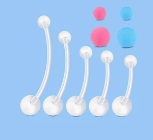 5PCS Pregnancy Belly Piercing Jewellery Set with Pink/ Blue Ball for Change - Picture 1 of 2