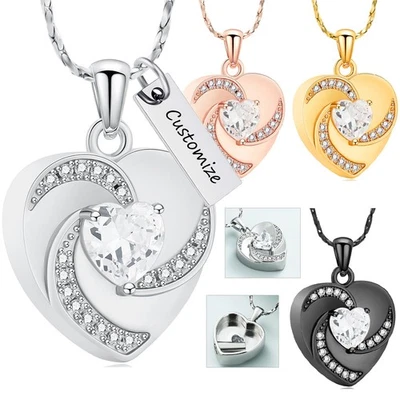Collar con colgante de urna de corazón de cristal para cremación cenizas joyería conmemorativa Foto 1 de 4