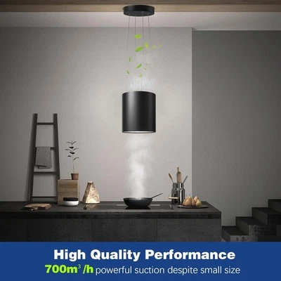 SNDOAS Inselhaube, Dunstabzugshaube Umluft 35cm mit 700m³/h Fernkontrolle A+