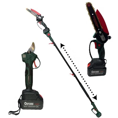 Kit Potatura Forbice Cesoia Motosega 6" a batteria 68Vf +asta telescopica CH0402 - Immagine 1 di 4