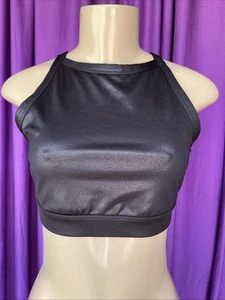 JOYLAB Black Coated Shiny Racerback Sports Bra-Top Size M EUC - Picture 1 of 8