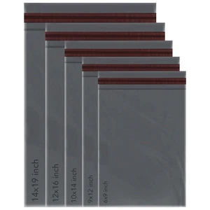 50 Mixed Grey Self-Seal Mailing Poly Bags - 5 Sizes - Picture 1 of 9