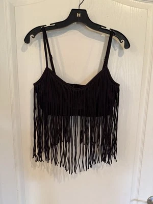 COCO RAVE black Fringe Underwire Bikini Top XL 38 D-Cup new w/o tag - Image 1 of 4