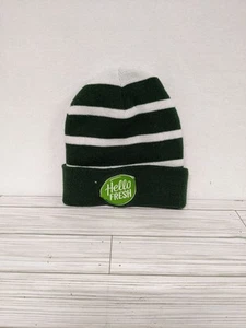 Hello Fresh beanie Green Striped hat One Size Fits Most - Picture 1 of 8