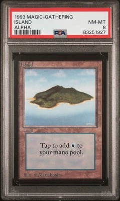 Island (Blue) - Alpha - MTG - NM to Mint - PSA 8. See MTG in store. - Image 1 of 2