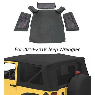 For Jeep Wrangler 10-18 2 Door Premium Replacement Soft Top Tinted Windows - Imagem 1 de 4