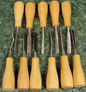 11pc WOOD CARVING CHISEL TOOL SET Wood Handles 5-1/2" hardened mini Hand tools - Picture 1 of 1