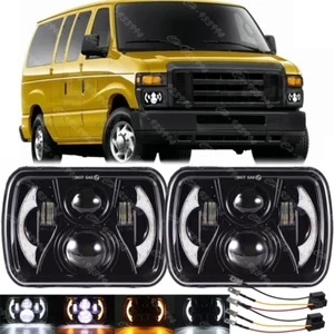 For Ford E-100 E-150 E-250 E-350 Econoline 5x7" 7x6" LED Headlight High Low Beam - Picture 1 of 12