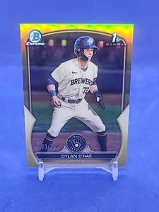 Bowman Chrome Dylan O'Rae 2023 1st True Yellow Refractor/75 Jersey Number - Imagen 1 de 2