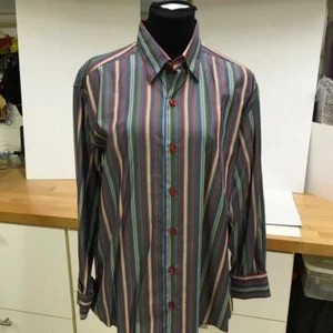 Minos Men's Multi Color Rich Detail Long Sleeve Button Front Shirt Small EUC - Picture 1 of 11