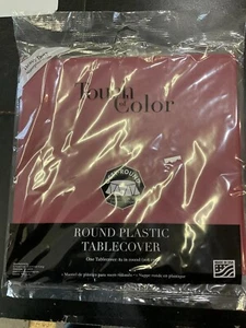 Round Tablecloth Round Plastic Tablecloth Burgundy 82" Decoration Party Supply - Picture 1 of 3