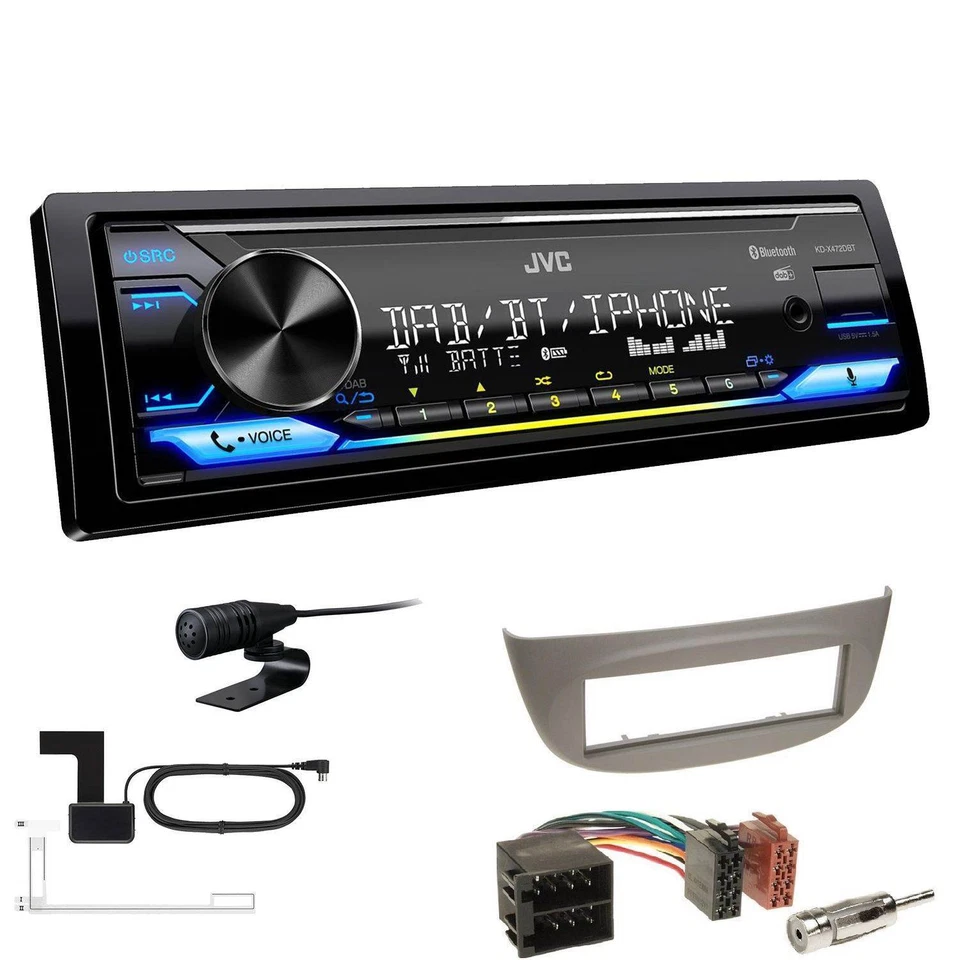 JVC Digital Autoradio Bluetooth DAB für Renault Twingo II 2007-2014 hellgrau