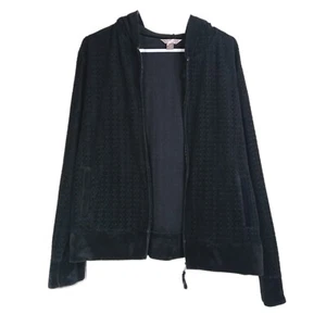 White Stag Hooded Jacket Womens Plus 2XL Black Textured Soft Knit Zip Jacket - Picture 1 of 6