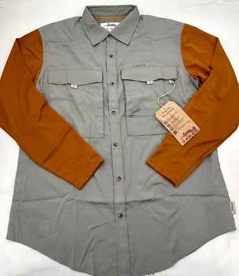 Camisa Dagon Rise Up Manga Larga Perla A Presión Caqui/Naranja Quemado Para Hombres L Pesca Foto 1 de 4