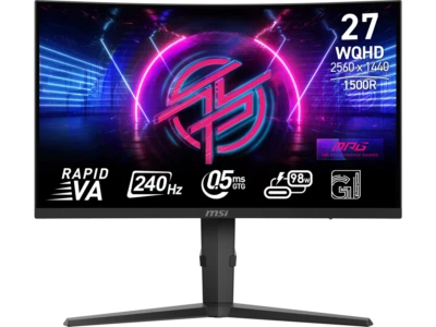 MSI 27" 240 Hz Rapid VA QHD Gaming Monitor 2560 x 1440 (2K) MPG 275CQRXF - Image 1 of 4