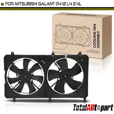 Conjunto de ventilador de refrigeración doble radiador con cubierta para Mitsubishi Galant 04-12 2,4 L L4 Foto 1 de 4