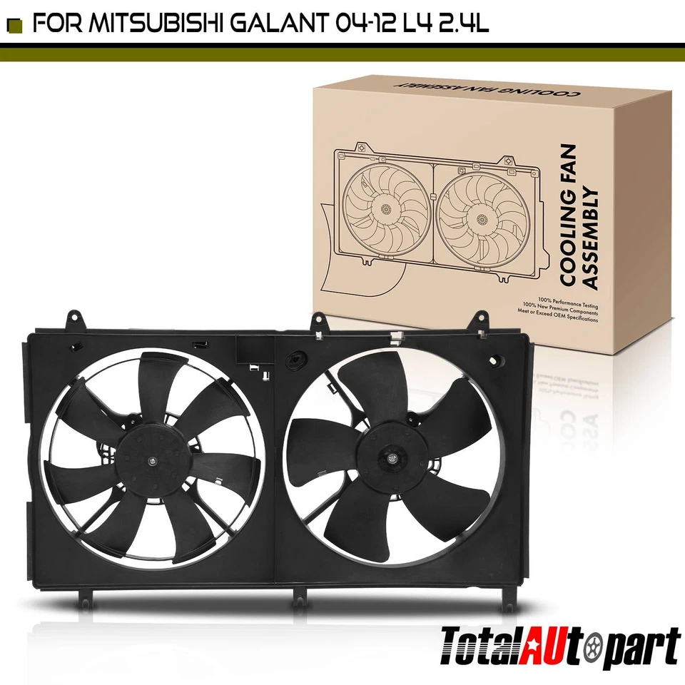 Conjunto de ventilador de refrigeración doble radiador con cubierta para Mitsubishi Galant 04-12 2,4 L L4 Foto 1 de 4