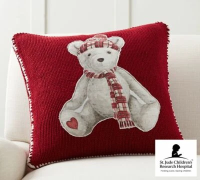 Pottery Barn holiday pillow Sham Teddy Bear Disney Birthday party kids gift , - Image 1 of 4