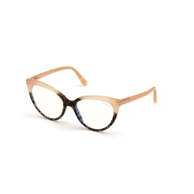 Marco de gafas de plástico Tom Ford TF5674-B 055 rosa leopardo ojo de gato 54-17-140 Foto 1 de 2