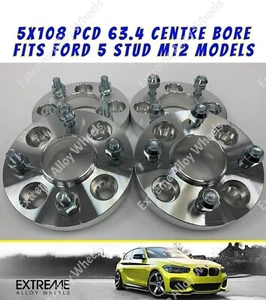 Se adapta a los espaciadores de rueda de aleación de 20 mm Ford C Max Focus Mondeo Centric 5x108 63,4 x 4 - Imagen 1 de 6