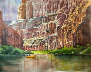 large original watercolor of the Colorado River through the Grand Canyon - Picture 1 of 2
