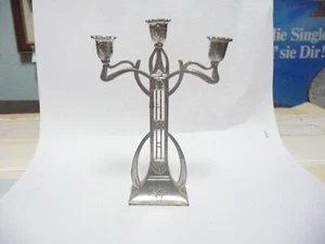 Antike Prunkvoller Kerzenleuchter Jugendstil Zinn 10,5 cm um 1910 Puppenstube - Bild 1 von 12