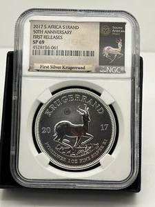 2017 SP69 NGC 50th Anniversary South Africa Krugerrand 1 oz 999 Fine Silver Coin - Picture 1 of 4