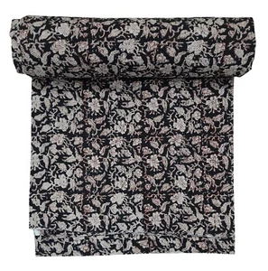 Indian Hand Block Kantha Bedding Bedspread Coverlet Blanket Cotton Quilt Throw - Picture 1 of 3