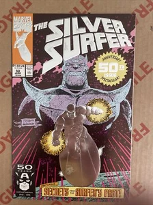 Silver Surfer #50 - Embossed Silver Foil Cover - First Print - Marvel Comics NM - Picture 1 of 7