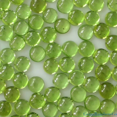 Natural Peridot Size 4mm and 5mm Round Cabochon Loose gemstone A Quality - Image 1 of 4