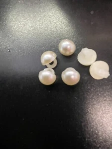 Lot 12 off white pearl faux pearl plastic shank button doll 14 Ln, 11 mm - Picture 1 of 2