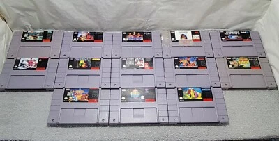 Super Nintendo SNES Game Lot (13) - Flashback, Tiny Star, WCW Super Brawl + - Image 1 of 4