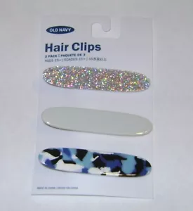 OLD NAVY HAIR CLIPS 3 Pack NEW on Card! FREE Shipping! - Picture 1 of 2