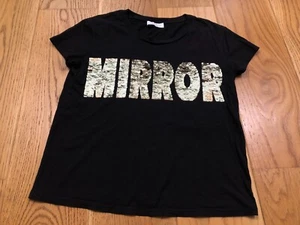 SANDRO PARIS WOMEN'S BLACK SHORT SLEEVED T-SHIRT MIRROR GOLD SEQUIN VEST TOP S/M - Picture 1 of 10