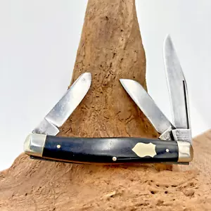 Vintage IXL George Wostenholm Sheffield Stockman Knife Smooth Black Handles (41) - Picture 1 of 6