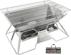 CAMPINGMOON Portable Camping Fire Pit Stainless Steel Foldable Collapsible BBQ - Picture 1 of 3