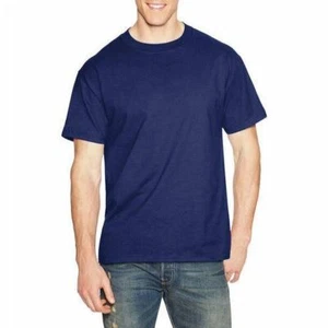 Hanes Men's Beefy-T Crew Neck Short Sleeve T-Shirt, Navy, Large - Picture 1 of 5