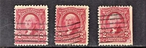 1902-3 U.S.Regular Issue 2c Carmine WASHINGTON Lot of 3 Sc#301 Used + Neat! - Picture 1 of 1