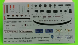 REVELL 1/24 1984 Porsche 911 Carrera 3.2 Coupe Waterslide Decal Sheet Model Car  - Picture 1 of 4
