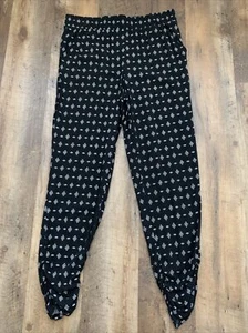 Full Tilt Pants Juniors Black L Pocket Tapered Capri Active Wear Geometric - Picture 1 of 11