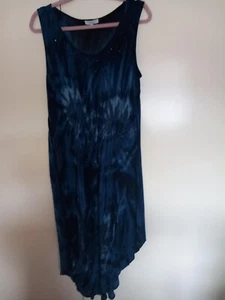 Long Blue Sundress Beaded Design at Neck Sun Holiday Travel - Picture 1 of 3
