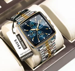 ⌚ POEDAGAR Fashion Men's Square Chronograph Watch – Luminous, Waterproof, Quartz - Picture 1 of 28