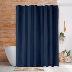 Navy Blue Shower Curtain Mould Proof Mildew Resistant Bathroom Fabric Curtain - Picture 1 of 8