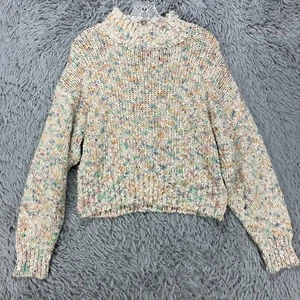 VIntage Sweater Teas Mock Neck  Cropped Sweater Women's M Confetti Colorful 80's - Picture 1 of 9