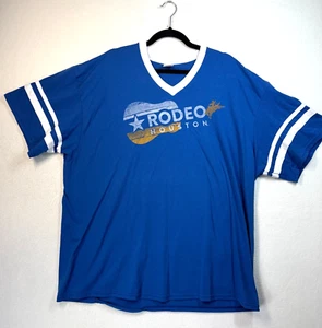 Vintage Houston Rodeo Shirt Adult 3XL Blue Short Sleeve Guitar Music Country - Picture 1 of 10
