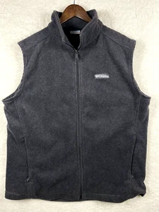 Columbia Mens LARGE Gray Sleeveless Full Zip Fleece Sweater Vest zip Pockets - Picture 1 of 7