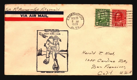 Canada 1929 FFC Ft McMurry to Ft Fitgerald - Z17426 Cover