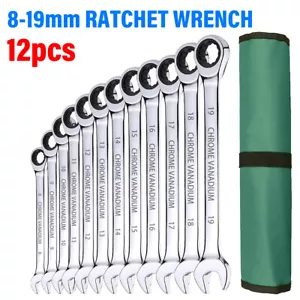 12pcs Ratchet Spanner Wrench Set Metric Combination Ratcheting Spanners 8-19mm - Picture 1 of 11